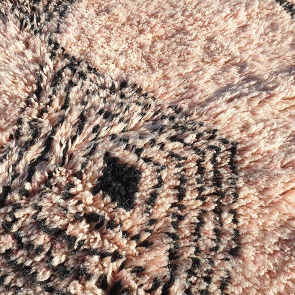 Handmade Beni Ourain Wool Rug: Peach Moroccan Shag Carpet