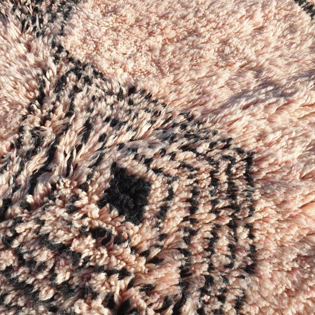 Handmade Beni Ourain Wool Rug: Peach Moroccan Shag Carpet