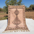 Handmade Beni Ourain Moroccan Rug: Peach Shaggy Wool Carpet