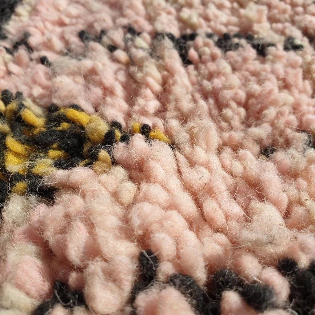 Handmade Beni Ourain Moroccan Rug: Peach Shaggy Wool Carpet