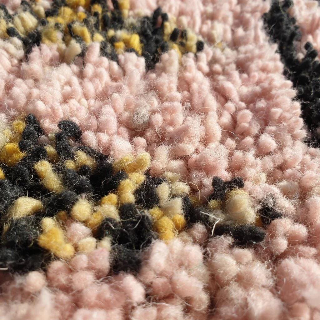 Handmade Beni Ourain Moroccan Rug: Peach Shaggy Wool Carpet