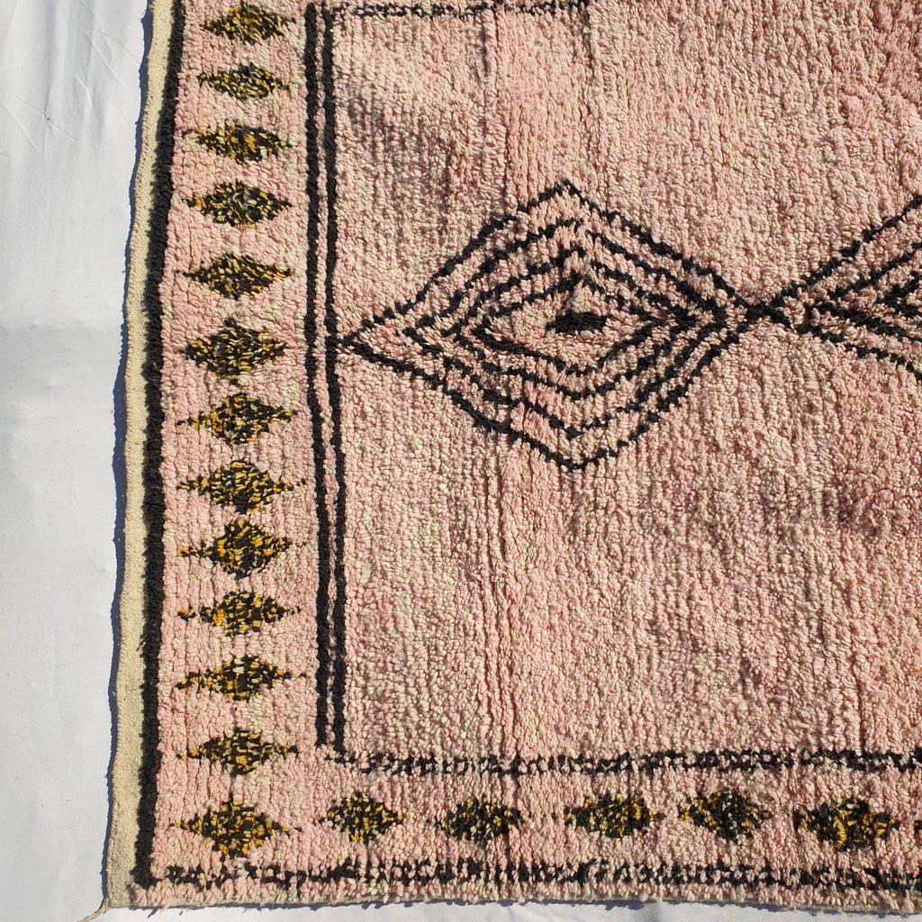 Handmade Beni Ourain Moroccan Rug: Peach Shaggy Wool Carpet