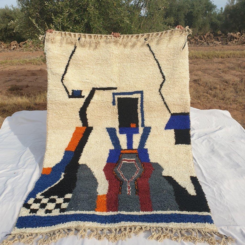 Handmade Beni Ourain Wool Rug: Moroccan Berber Shag Carpet