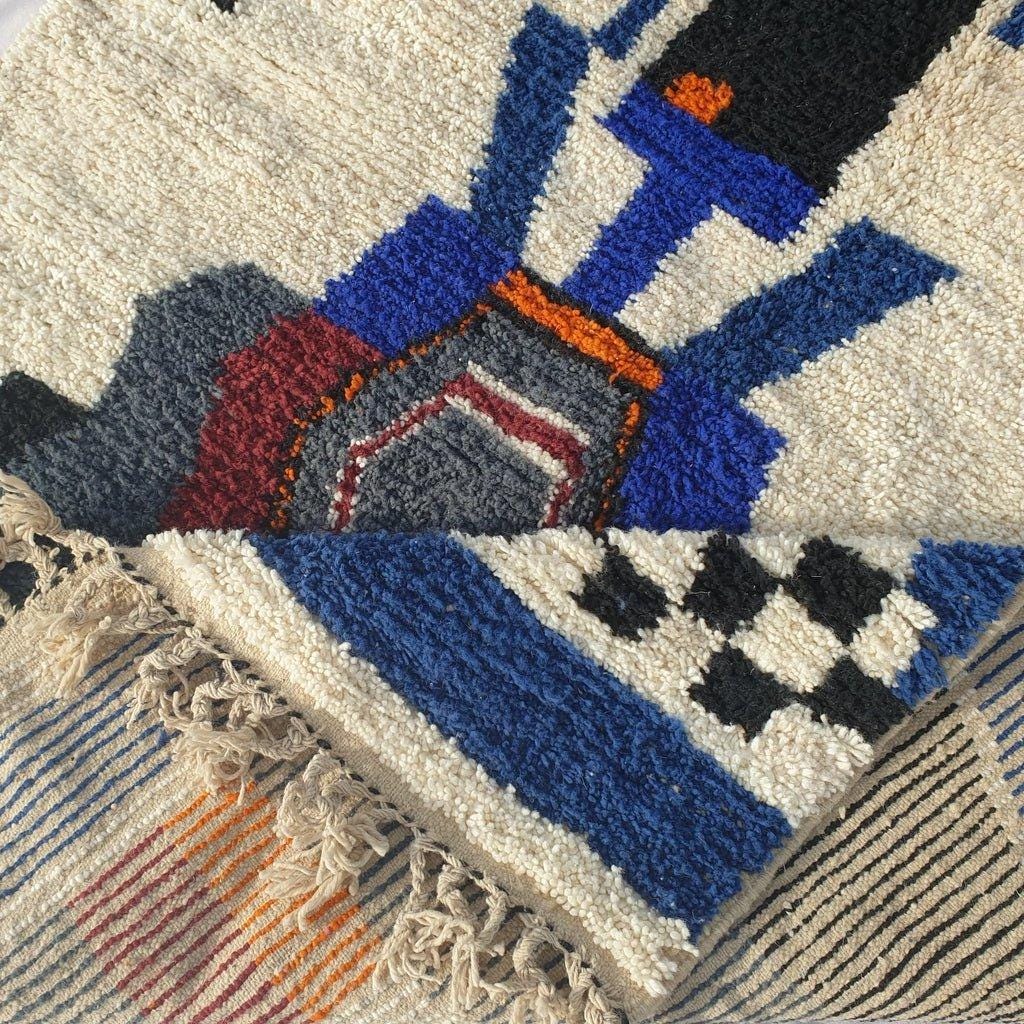 Handmade Beni Ourain Wool Rug: Moroccan Berber Shag Carpet