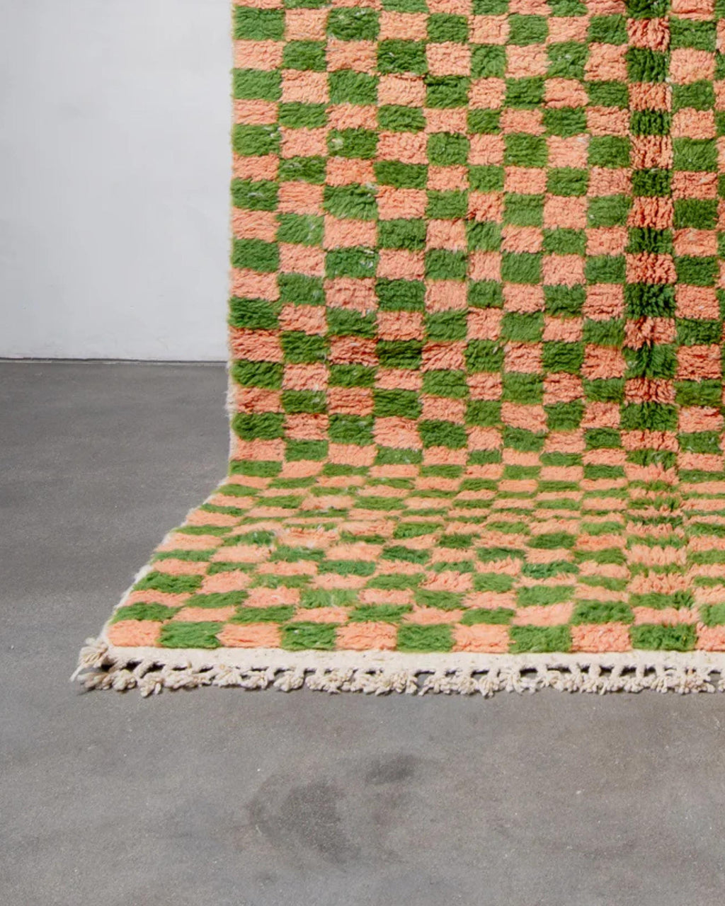 Handwoven Beni Ourain Rug: Moroccan Checkered Shag Rug, Custom Size