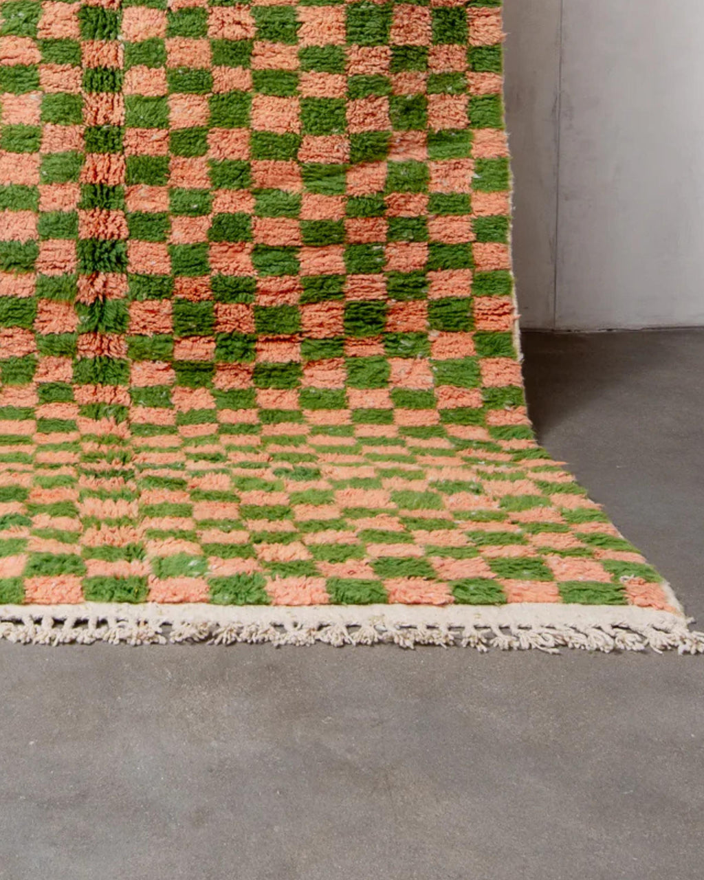 Handwoven Beni Ourain Rug: Moroccan Checkered Shag Rug, Custom Size