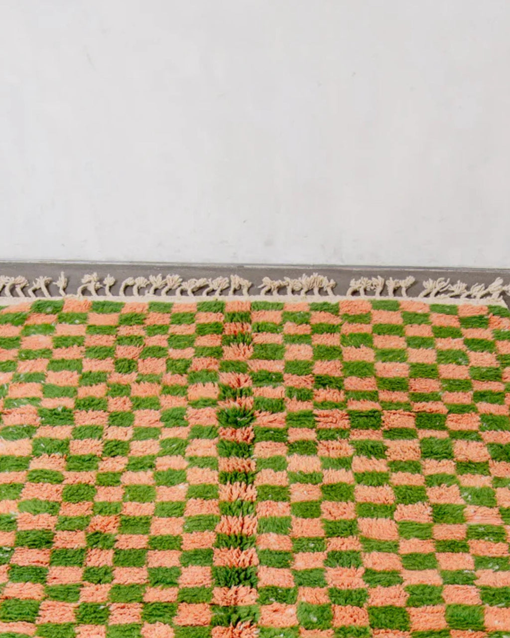 Handwoven Beni Ourain Rug: Moroccan Checkered Shag Rug, Custom Size