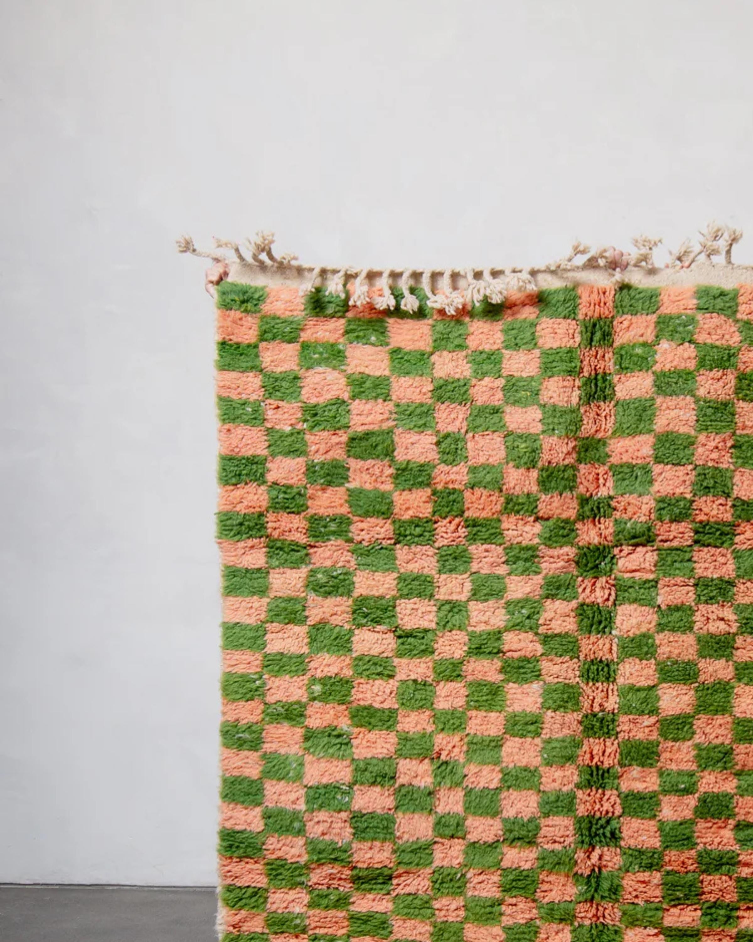 Handwoven Beni Ourain Rug: Moroccan Checkered Shag Rug, Custom Size