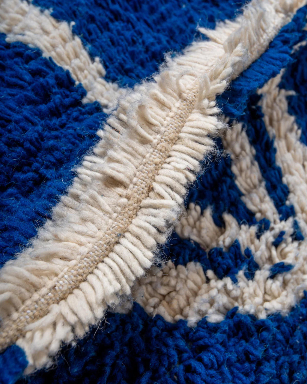 Moroccan Blue Shag Rug: Handwoven Beni Ourain Style, Custom Size