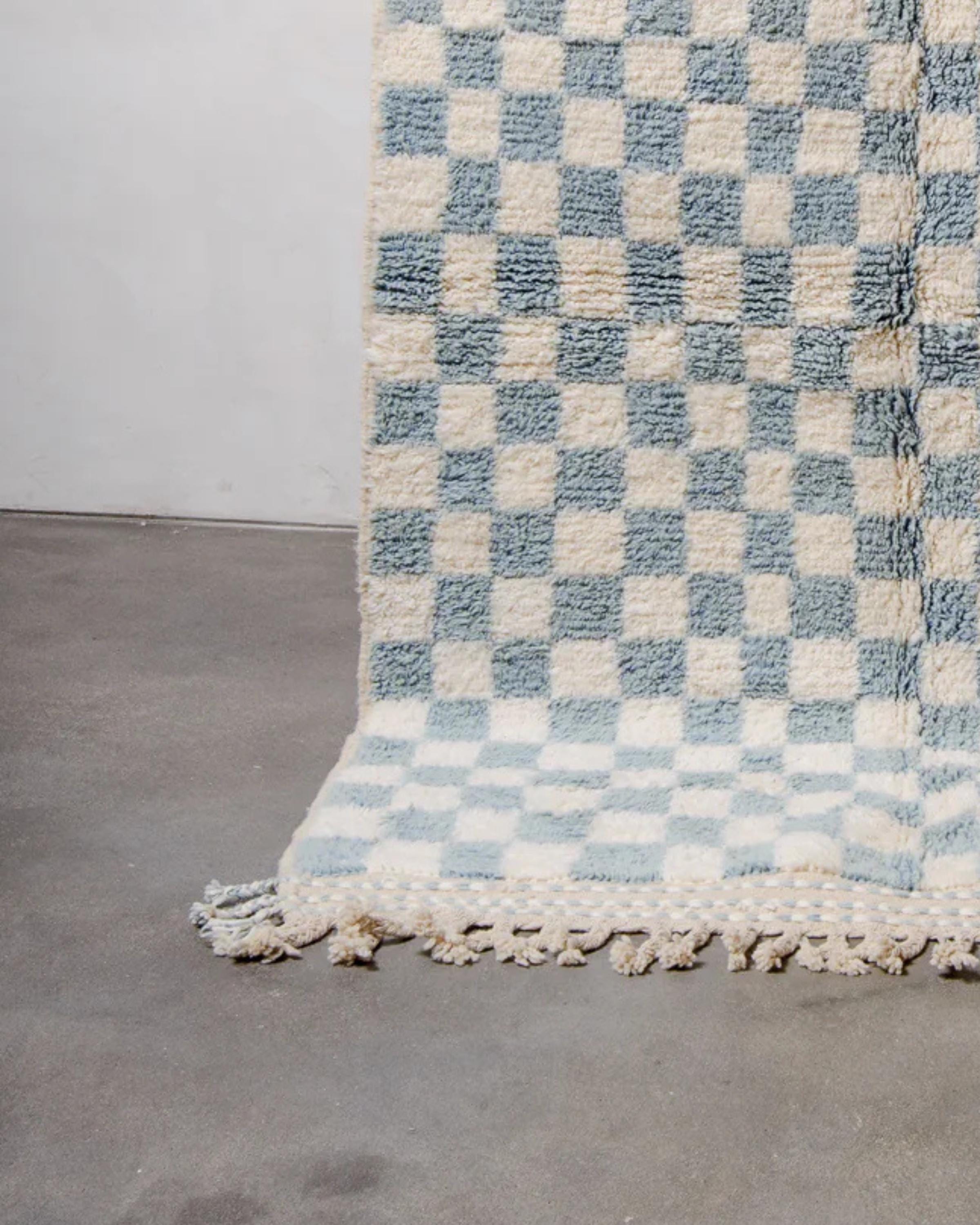 Handmade Beni Ourain Rug: Checkered Moroccan Rug, Custom Size