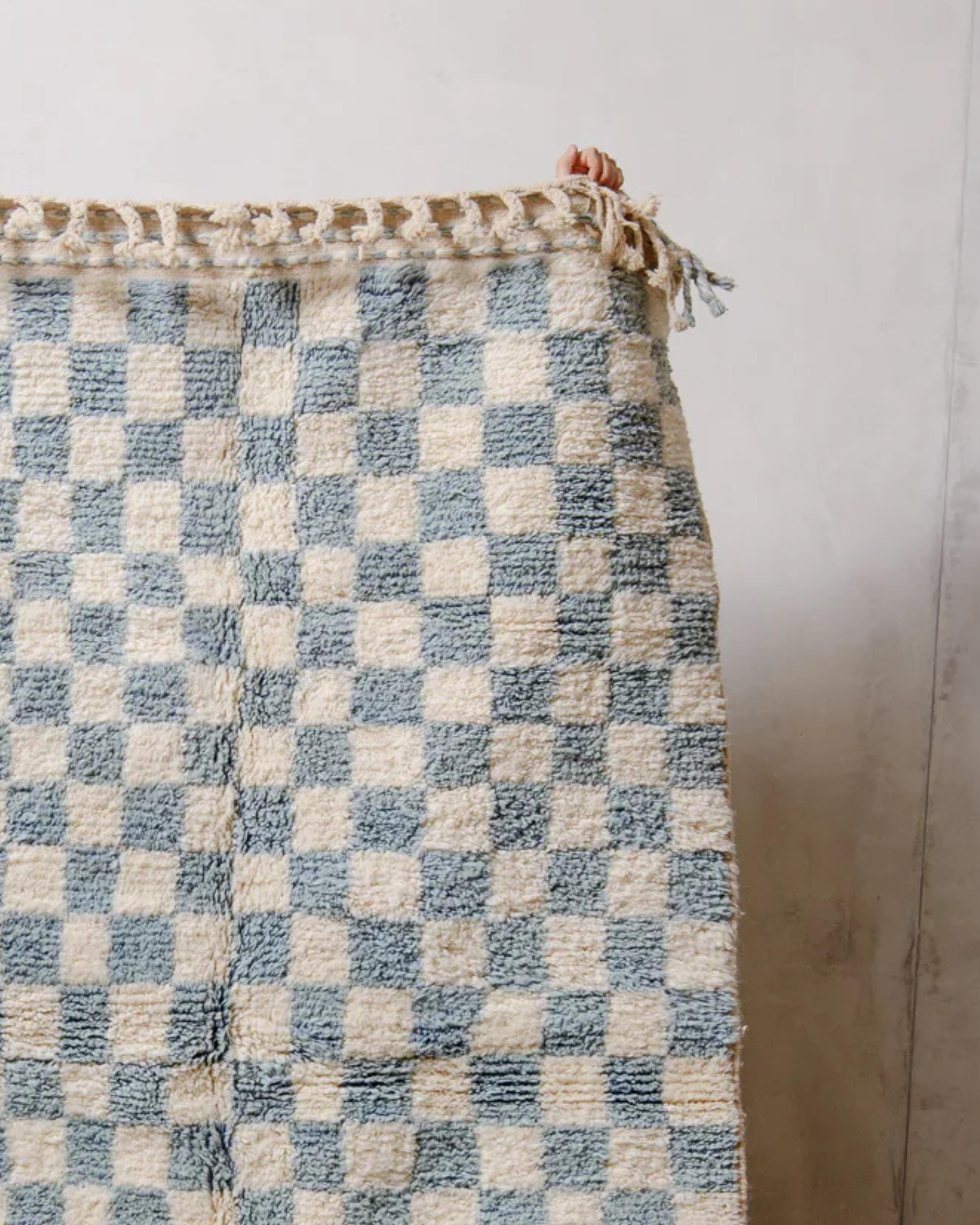 Handmade Beni Ourain Rug: Checkered Moroccan Rug, Custom Size