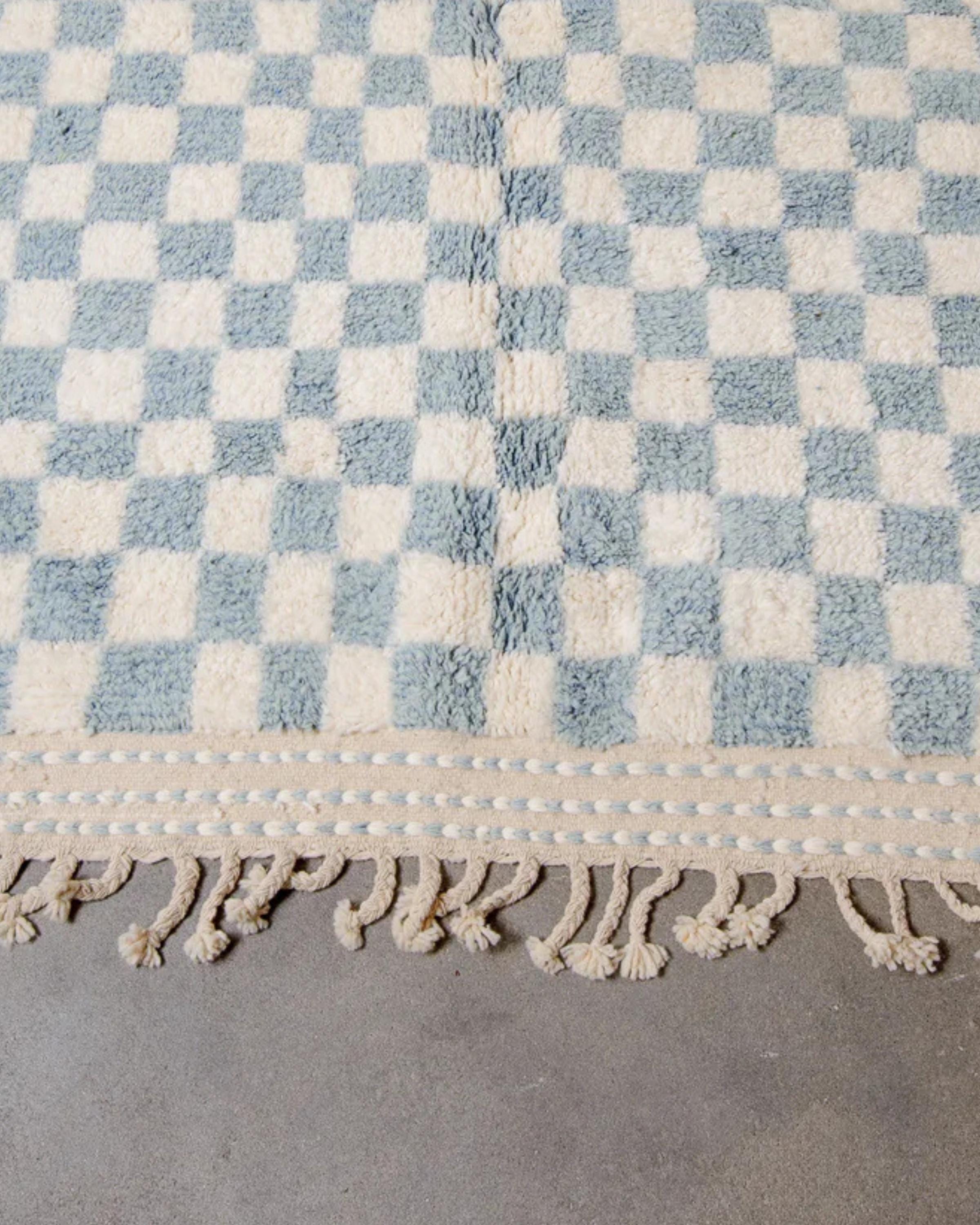 Handmade Beni Ourain Rug: Checkered Moroccan Rug, Custom Size
