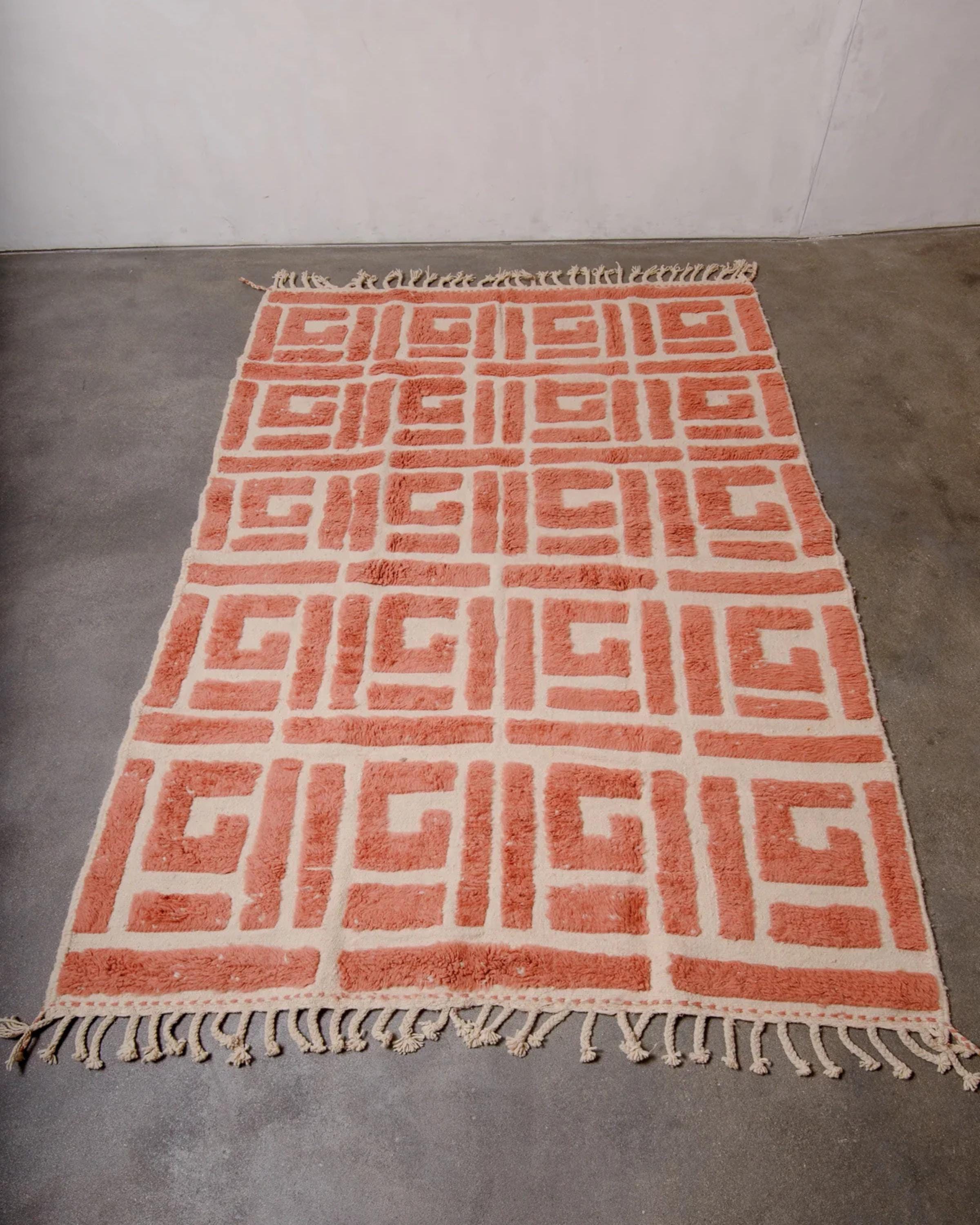 Handmade Beni Ourain Rug: Custom Moroccan Rug, Neutral Geometric Decor