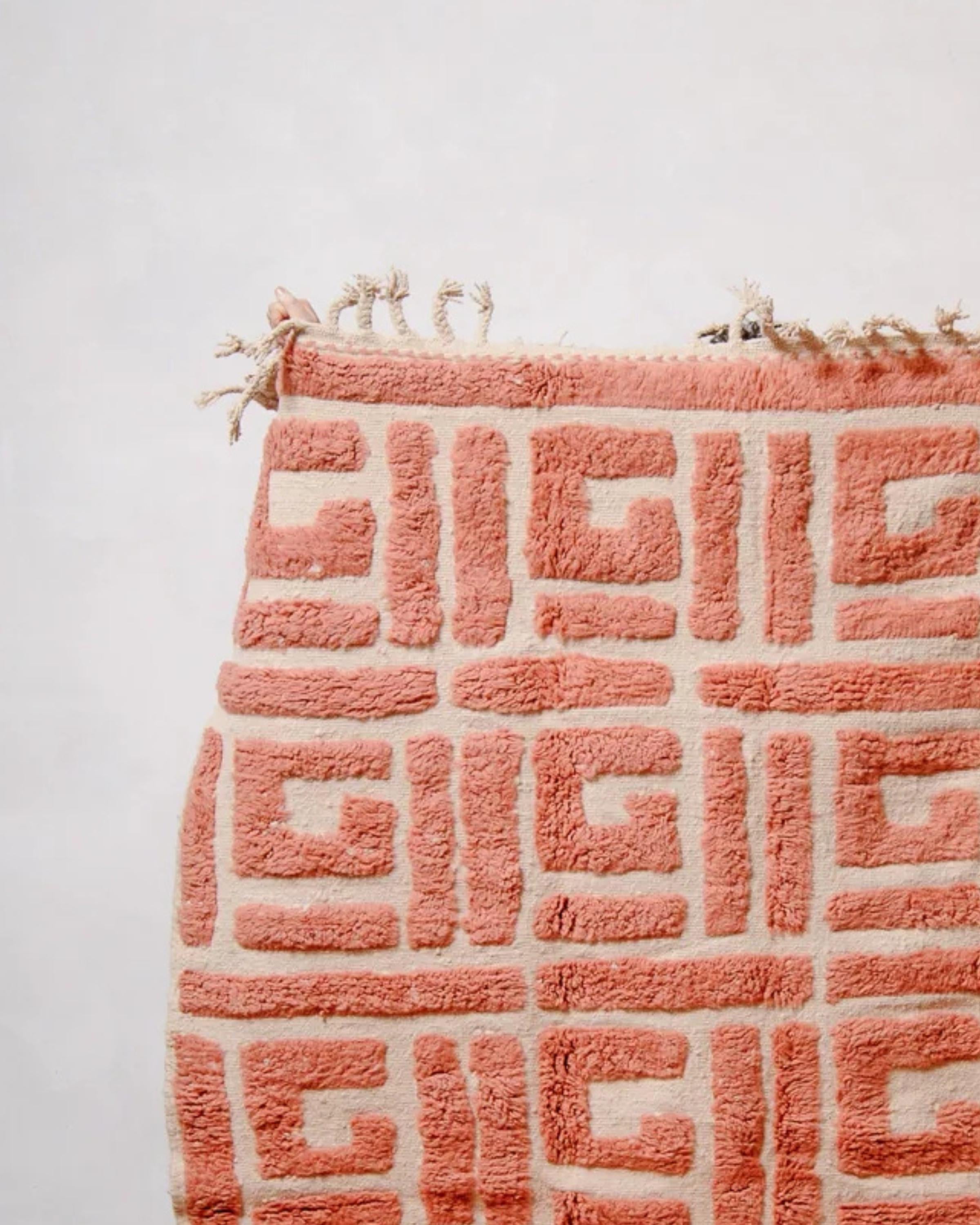 Handmade Beni Ourain Rug: Custom Moroccan Rug, Neutral Geometric Decor