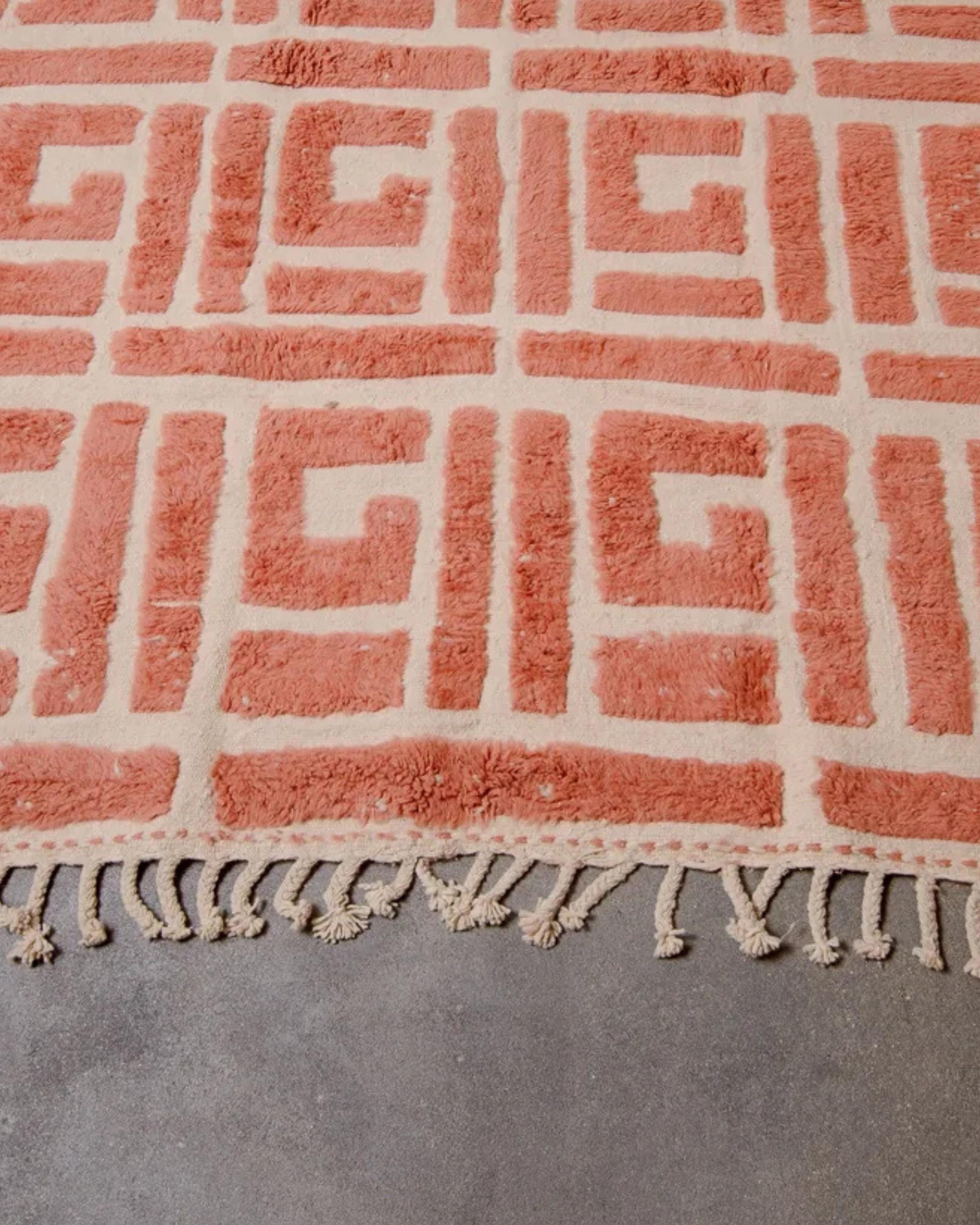 Handmade Beni Ourain Rug: Custom Moroccan Rug, Neutral Geometric Decor