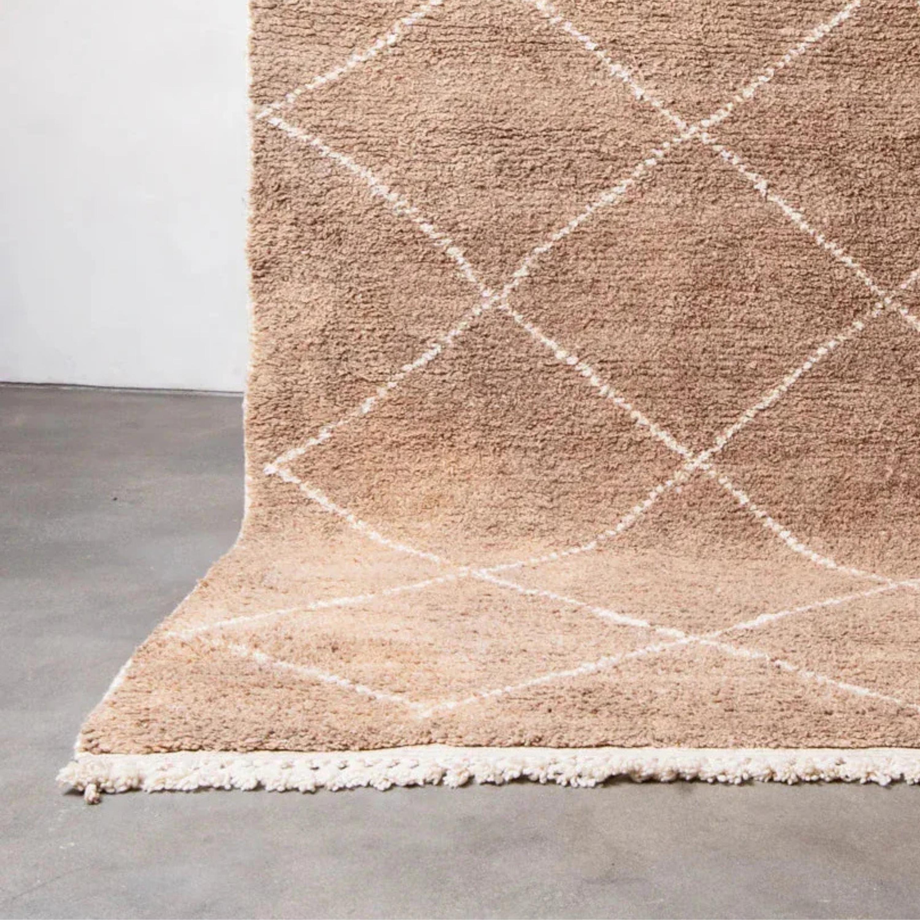Handmade Beni Ourain Moroccan Rug: Neutral Bohemian Decor, Custom Size