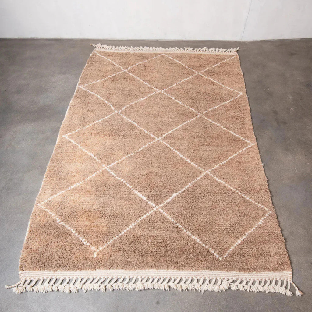 Handmade Beni Ourain Moroccan Rug: Neutral Bohemian Decor, Custom Size