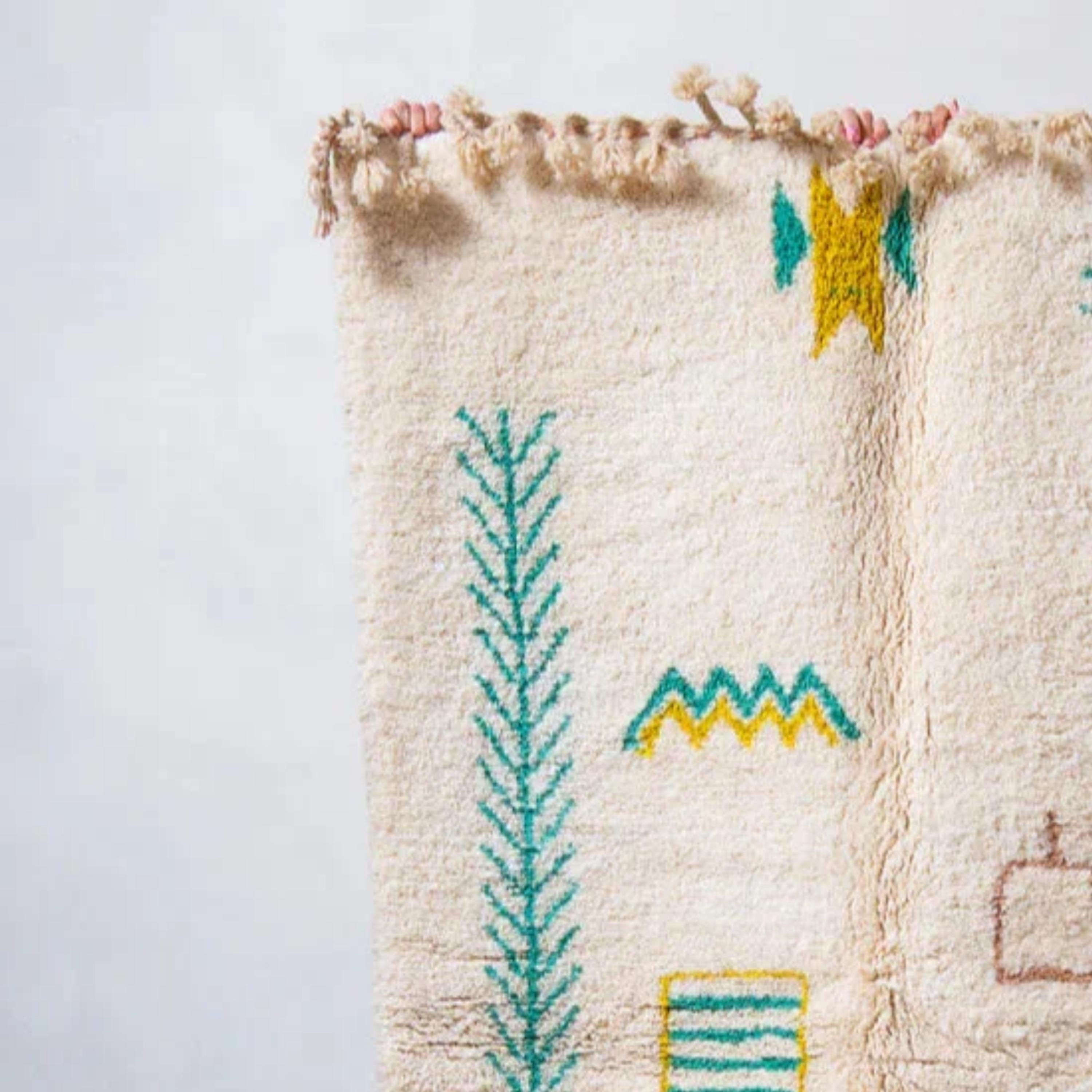 Handwoven Moroccan Rug: Vibrant Bohemian Style Area Rug, Custom Size