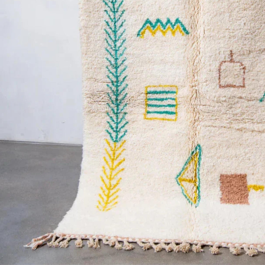 Handwoven Moroccan Rug: Vibrant Bohemian Style Area Rug, Custom Size