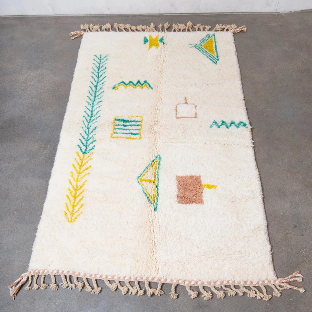 Handwoven Moroccan Rug: Vibrant Bohemian Style Area Rug, Custom Size