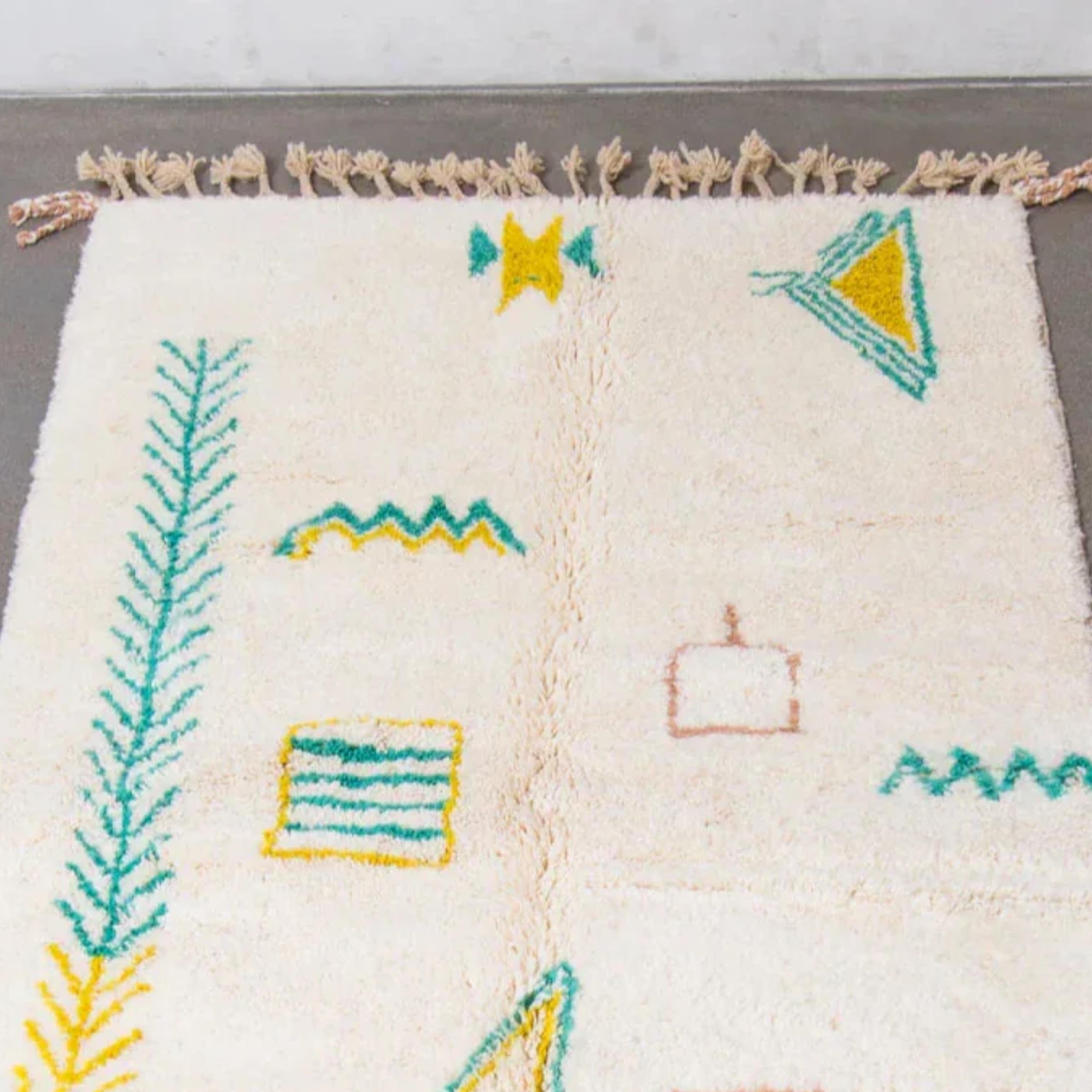 Handwoven Moroccan Rug: Vibrant Bohemian Style Area Rug, Custom Size