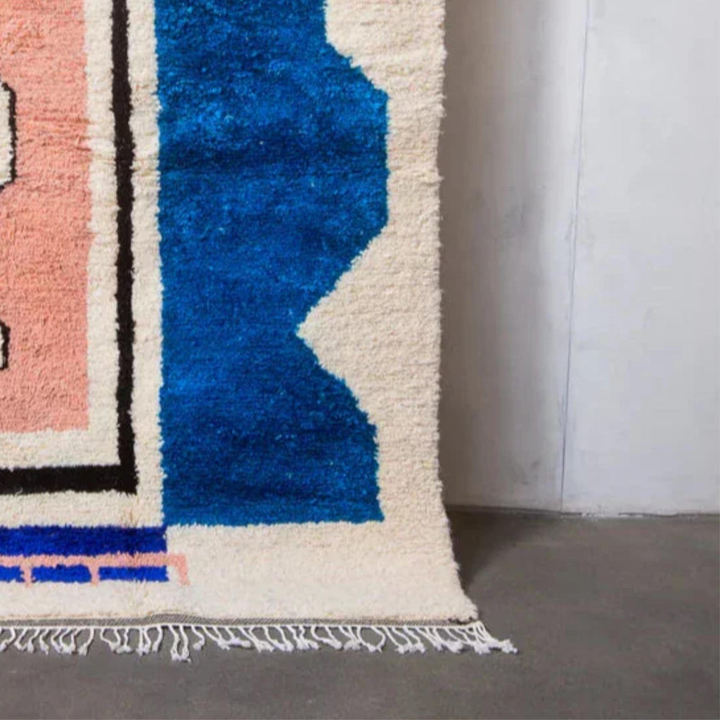 Handmade Beni Ourain Rug: Geometric Bohemian Moroccan Rug, Custom Size