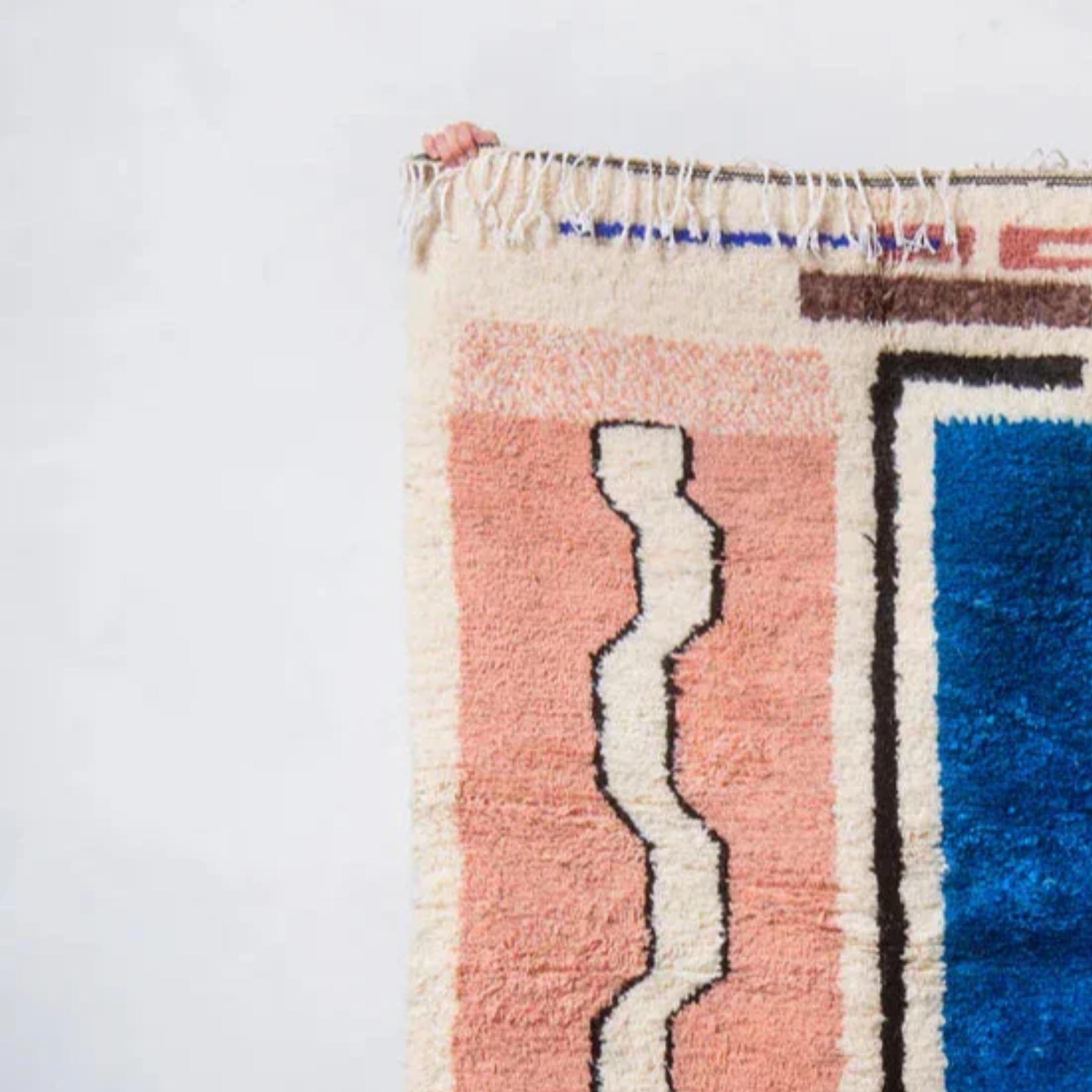 Handmade Beni Ourain Rug: Geometric Bohemian Moroccan Rug, Custom Size