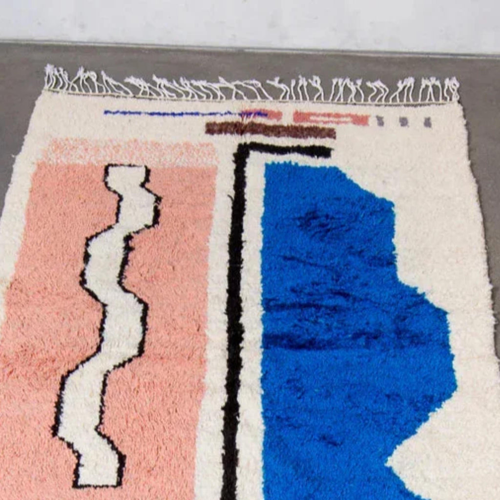 Handmade Beni Ourain Rug: Geometric Bohemian Moroccan Rug, Custom Size