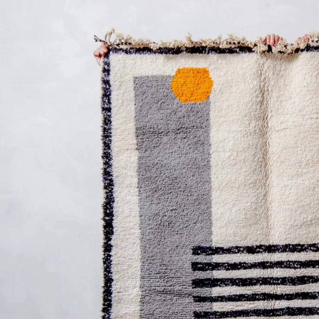 Handmade Beni Ourain Moroccan Rug: Neutral Wool Berber Carpet