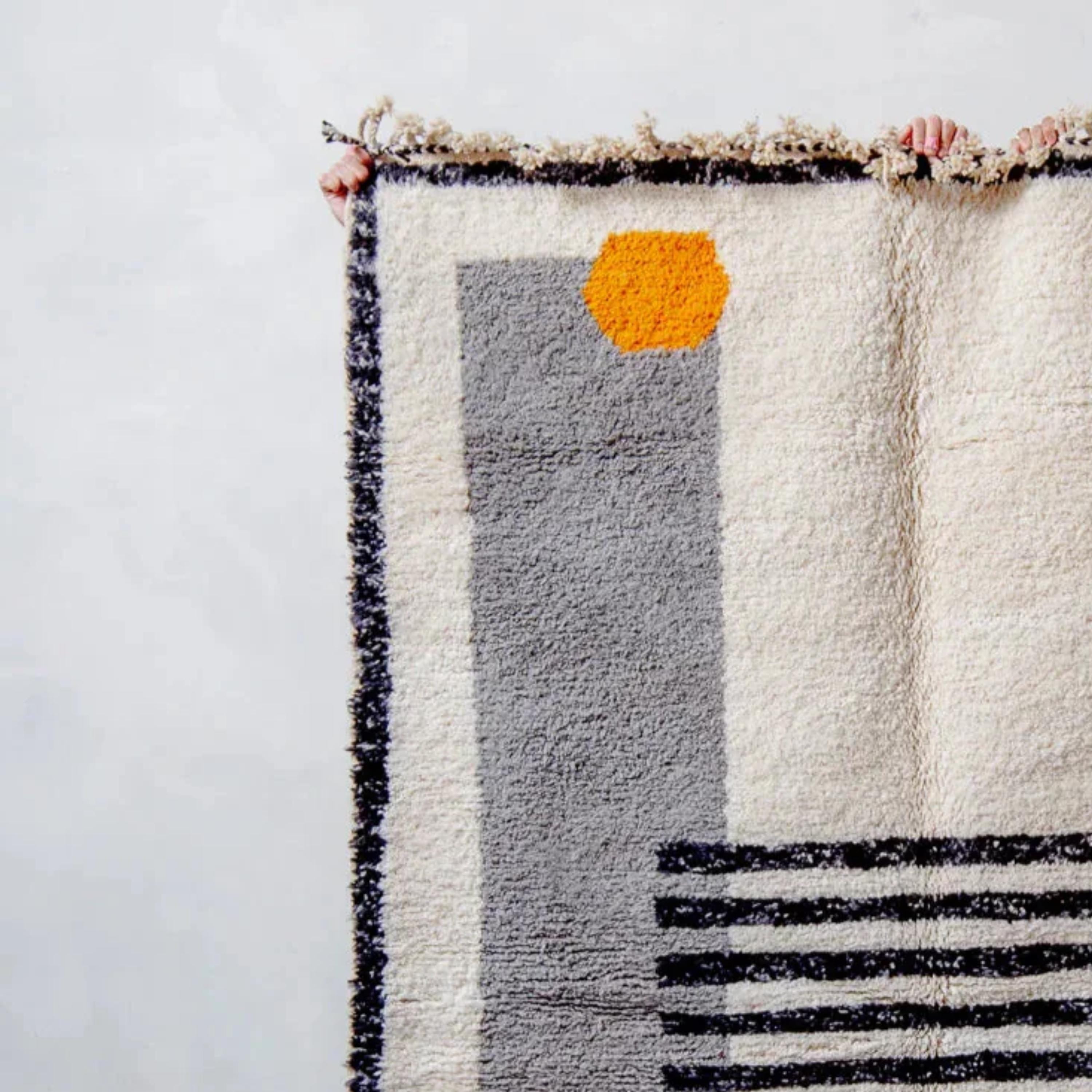 Handmade Beni Ourain Moroccan Rug: Neutral Wool Berber Carpet