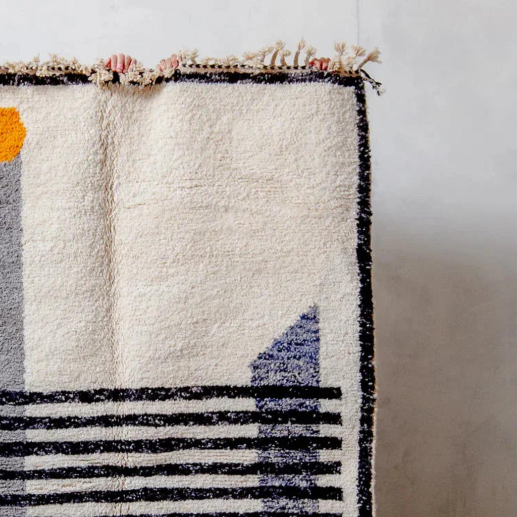 Handmade Beni Ourain Moroccan Rug: Neutral Wool Berber Carpet