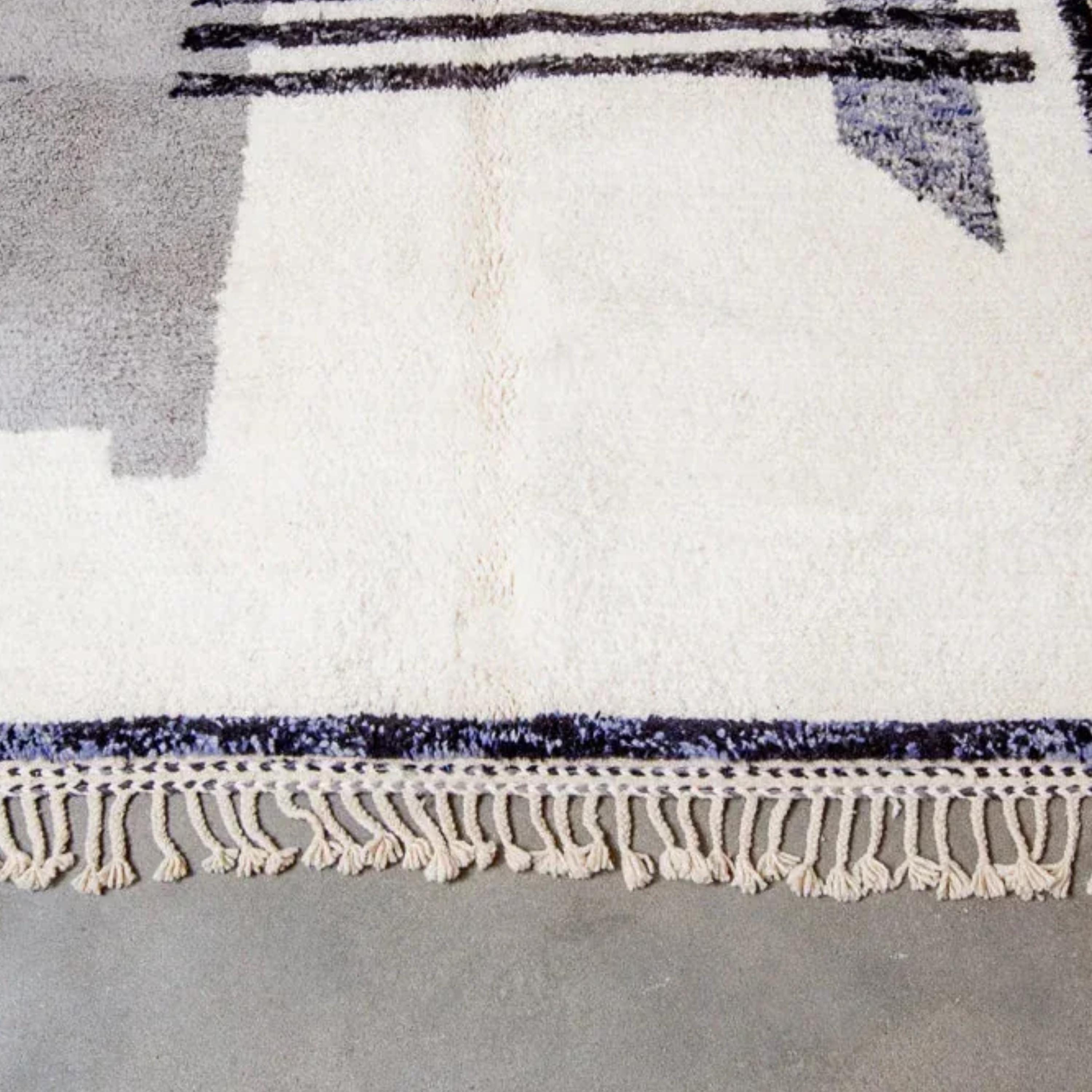 Handmade Beni Ourain Moroccan Rug: Neutral Wool Berber Carpet
