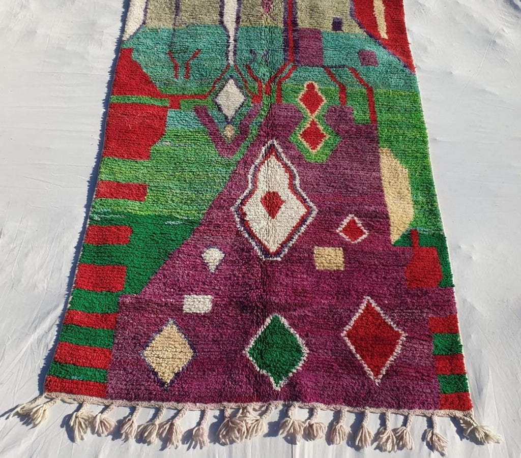 Geometric Berber Rug: Handmade Moroccan Boujaad Wool Rug