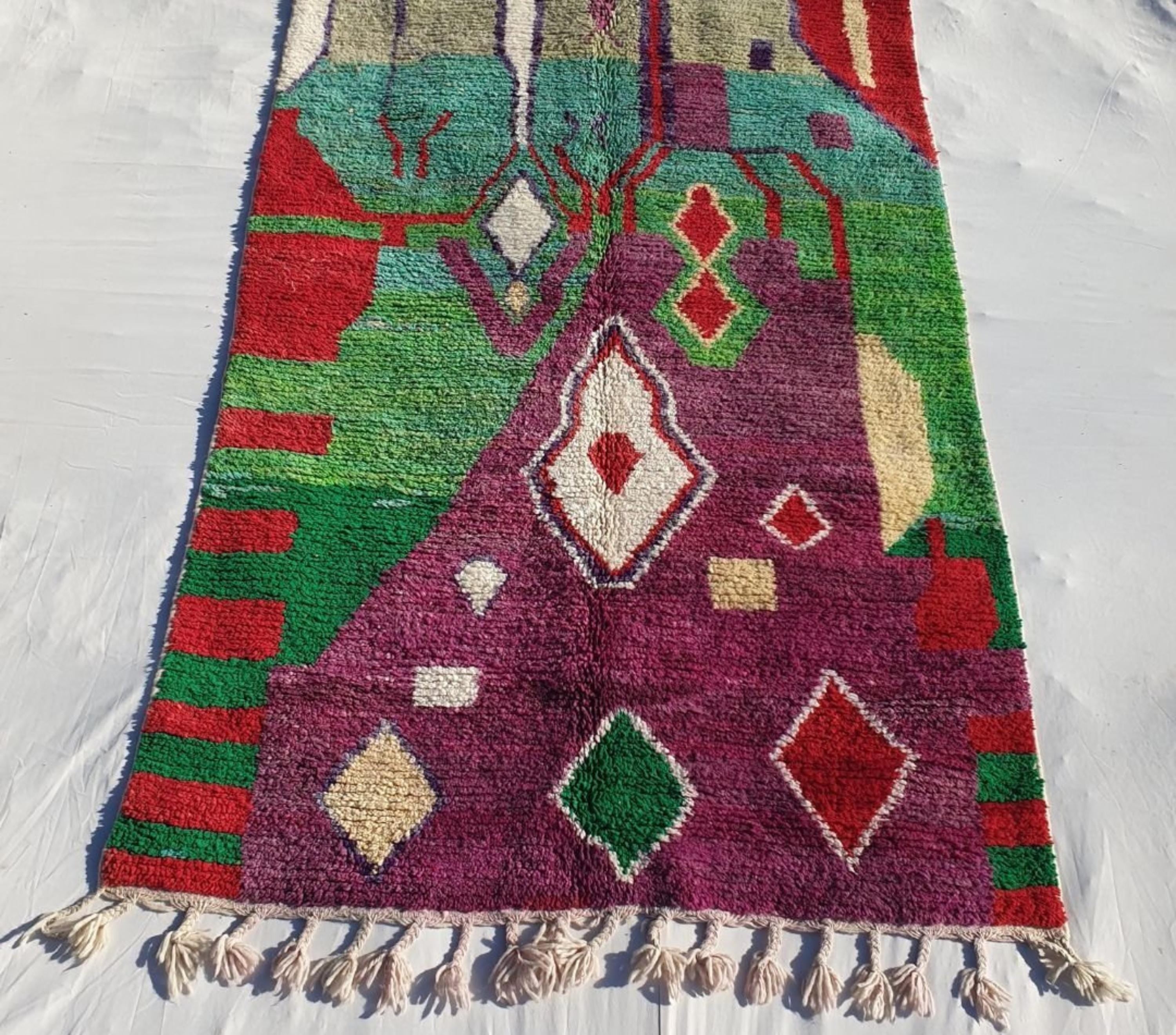 Geometric Berber Rug: Handmade Moroccan Boujaad Wool Rug