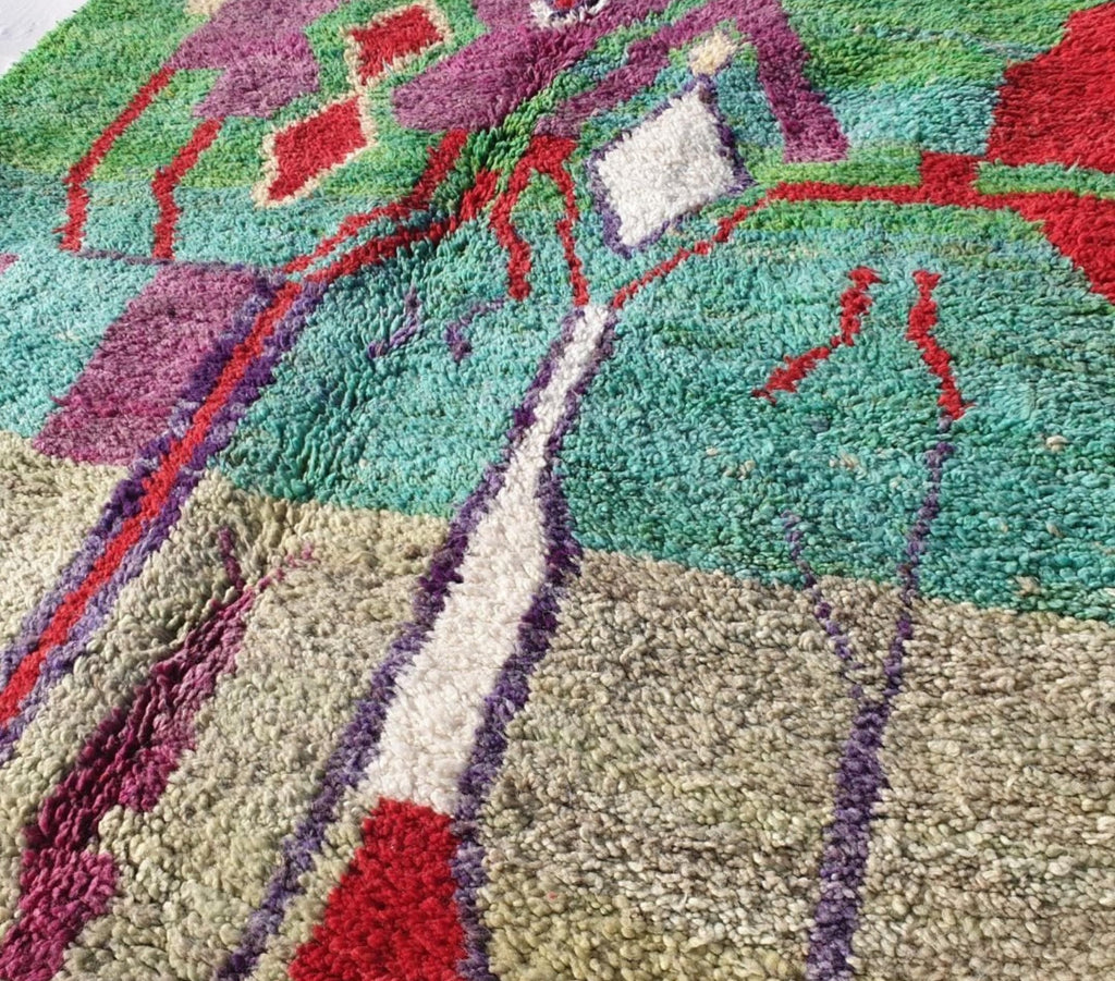 Geometric Berber Rug: Handmade Moroccan Boujaad Wool Rug