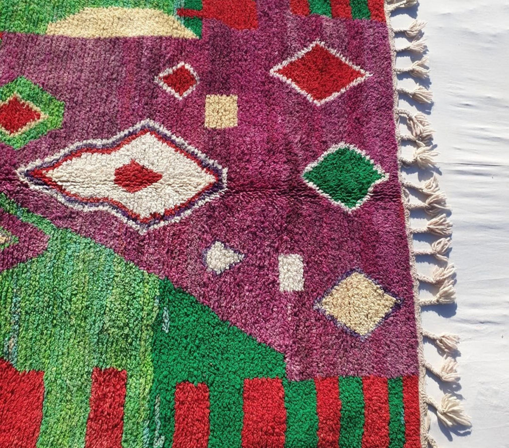 Geometric Berber Rug: Handmade Moroccan Boujaad Wool Rug
