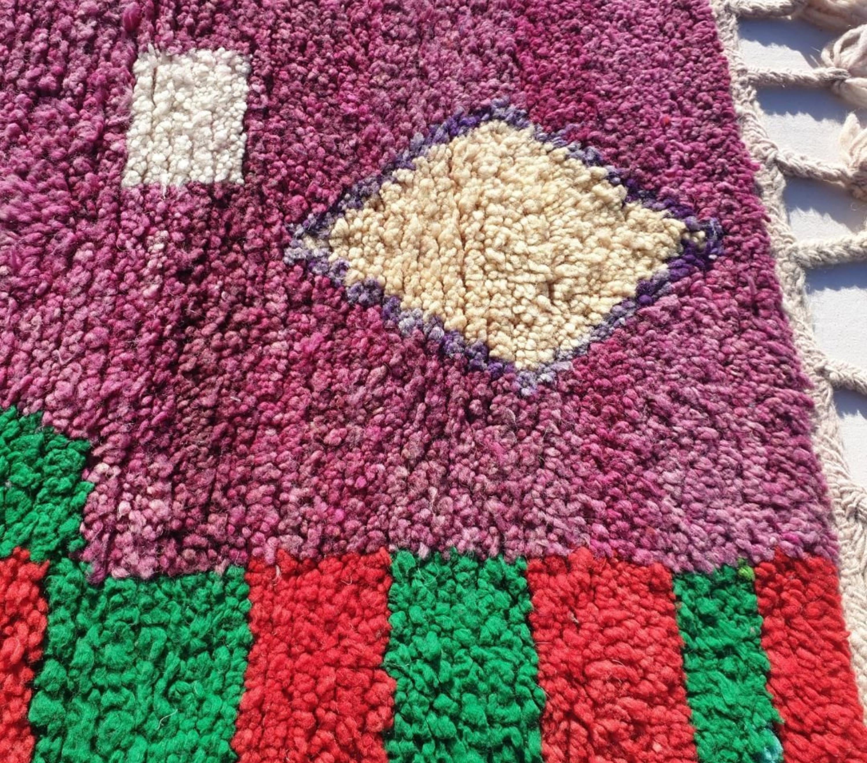 Geometric Berber Rug: Handmade Moroccan Boujaad Wool Rug