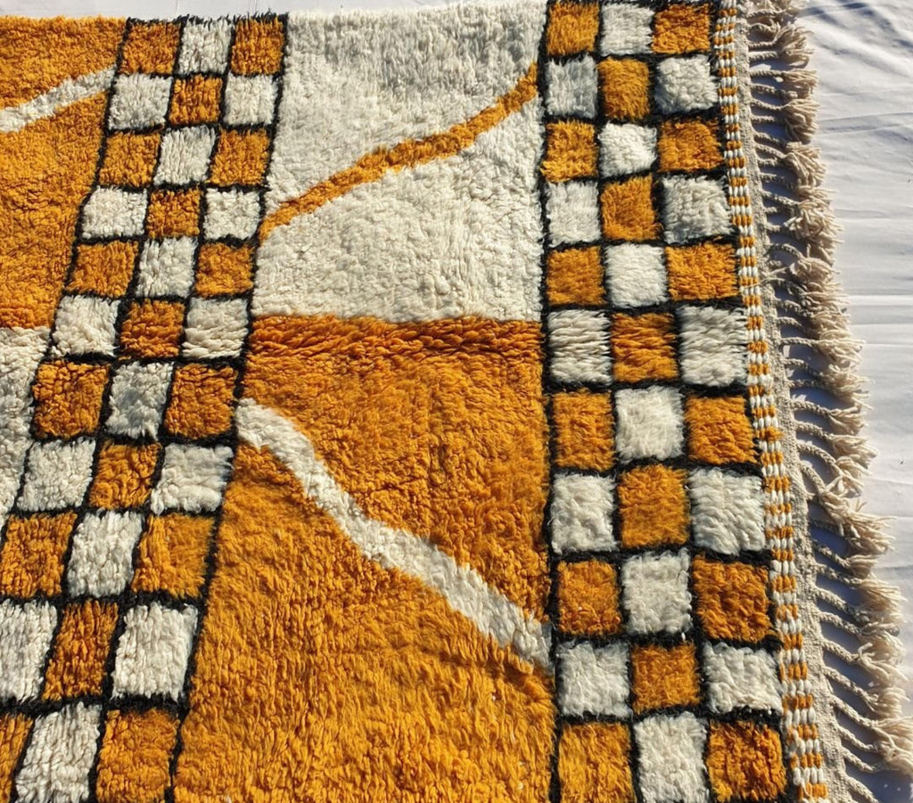 Manal, Yellow Checkered Moroccan Rug