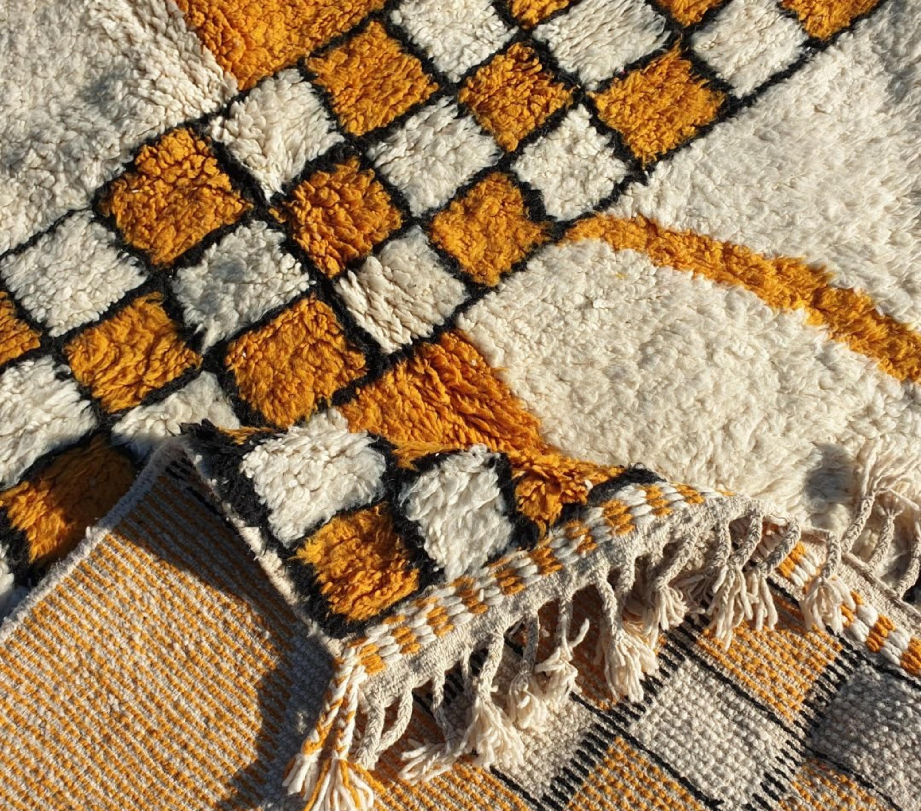 Manal, Yellow Checkered Moroccan Rug