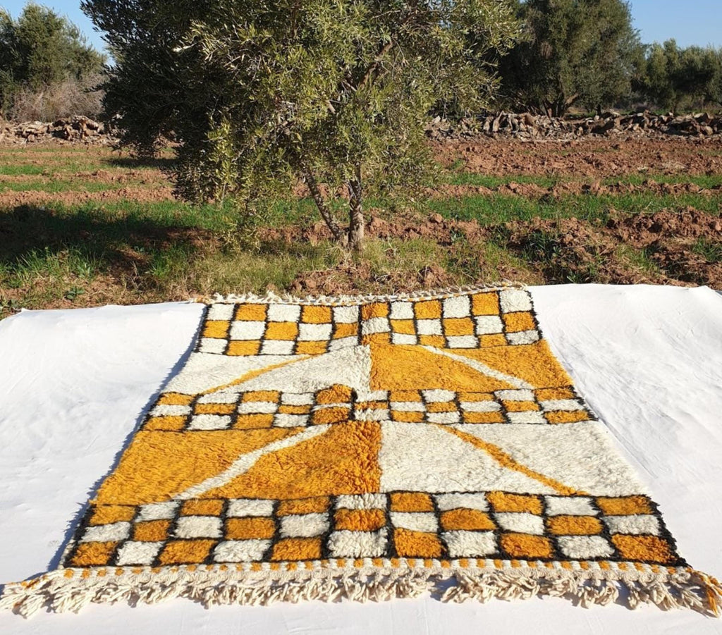 Manal, Yellow Checkered Moroccan Rug