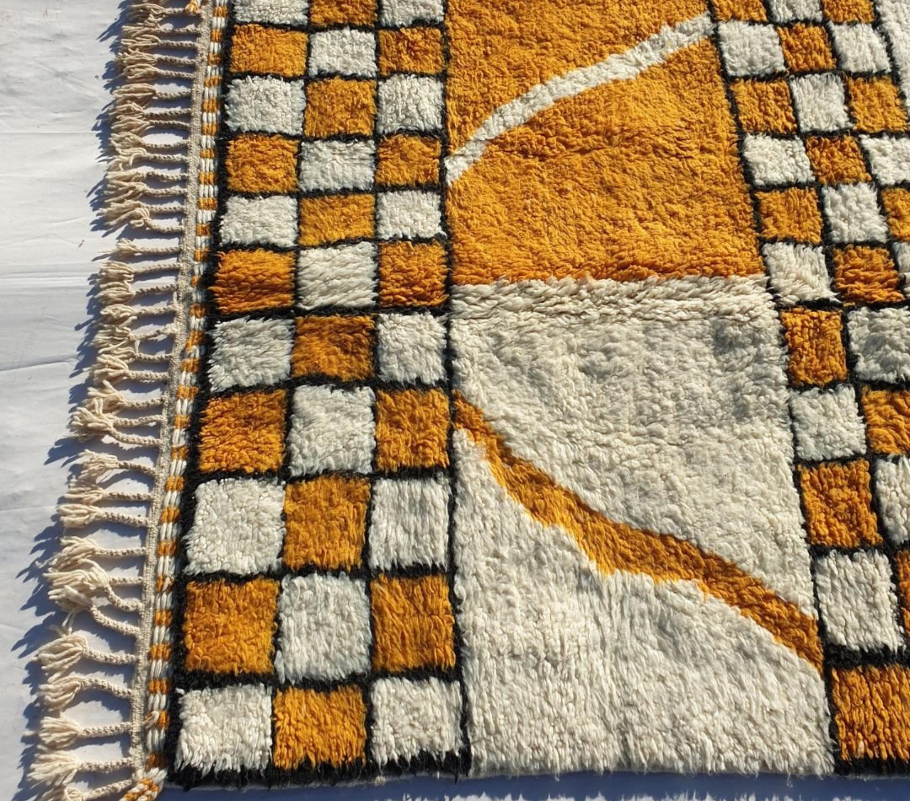 Manal, Yellow Checkered Moroccan Rug