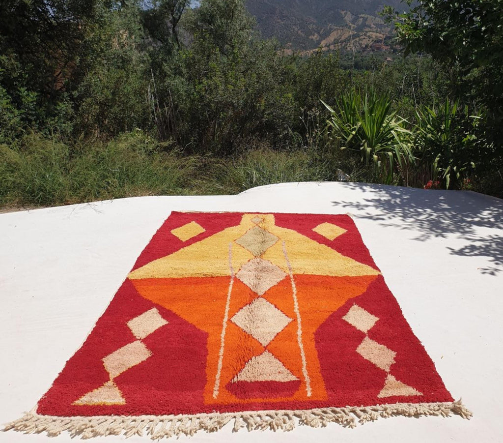 Lamia, Red, Orange, and Yellow Moroccan Rug