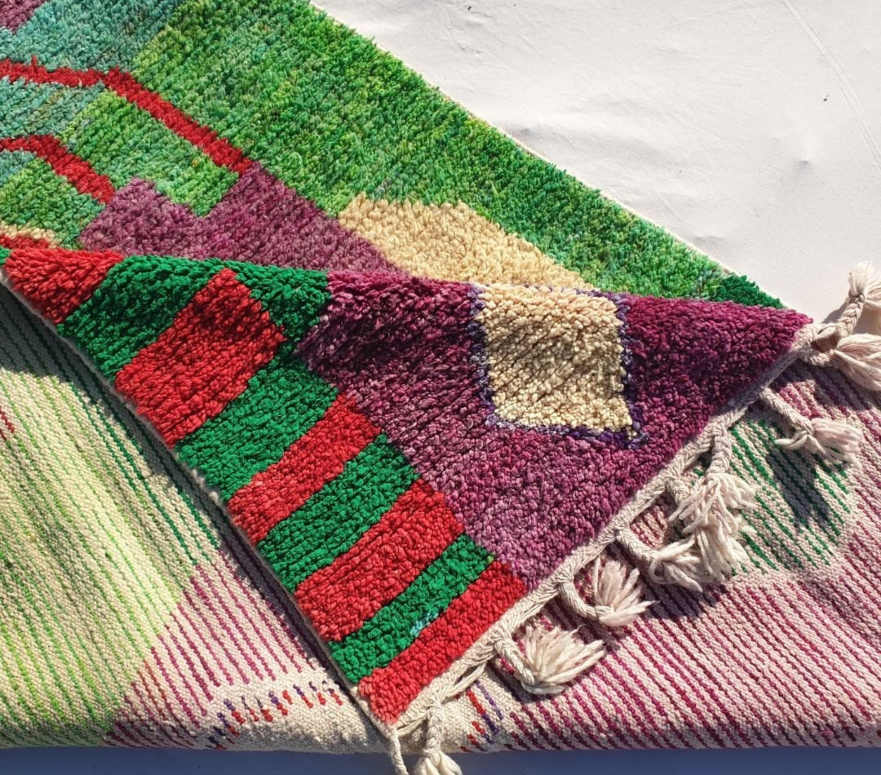 Geometric Berber Rug: Handmade Moroccan Boujaad Wool Rug