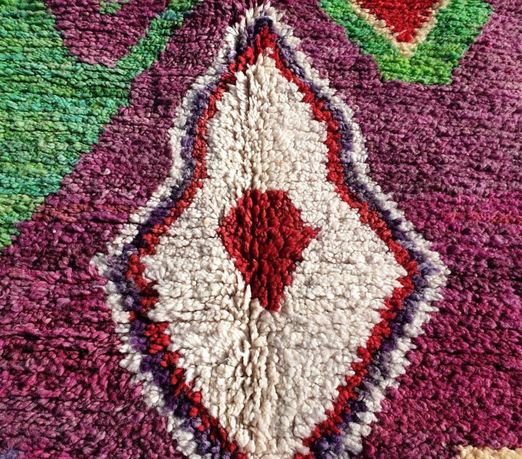 Geometric Berber Rug: Handmade Moroccan Boujaad Wool Rug