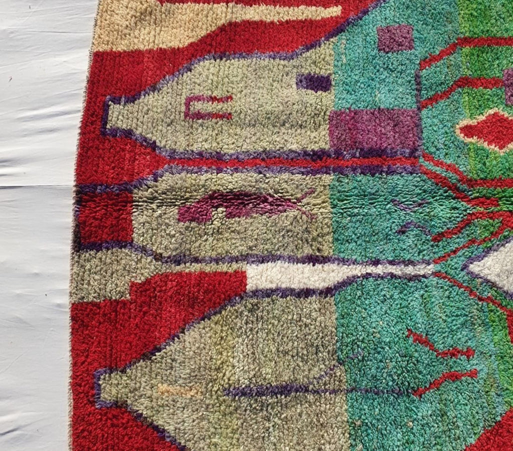 Geometric Berber Rug: Handmade Moroccan Boujaad Wool Rug