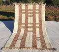 Salma, White & Brown Moroccan Striped Wool Rug