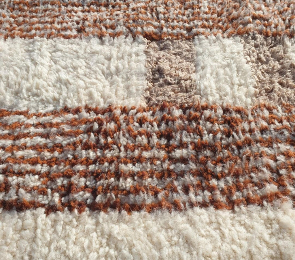 Salma, White & Brown Moroccan Striped Wool Rug