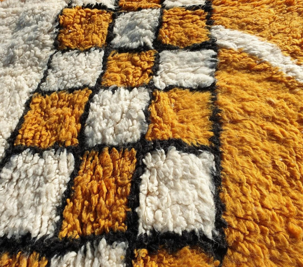 Manal, Yellow Checkered Moroccan Rug
