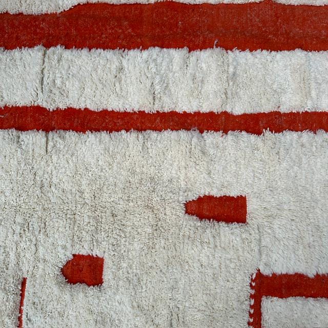 Custom Orange and White Beni Ourain Rug: Handwoven Moroccan Wool