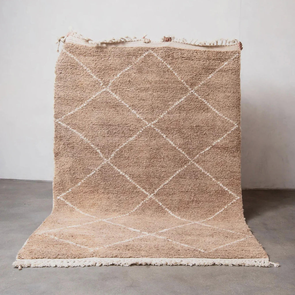 Handmade Beni Ourain Moroccan Rug: Neutral Bohemian Decor, Custom Size